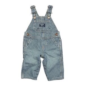 Oshkosh B’Gosh Vestback Overalls Railroad Conductor Stripe Blue White 6 Mons